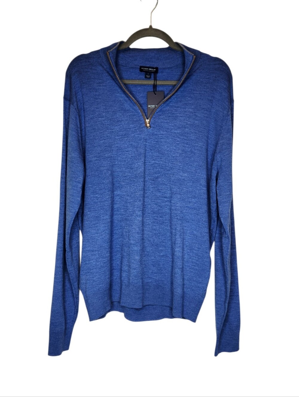 NEW Peter Millar Crown Crafted Merino Wool Blend 1/2 Zip Sweater Blue Size L